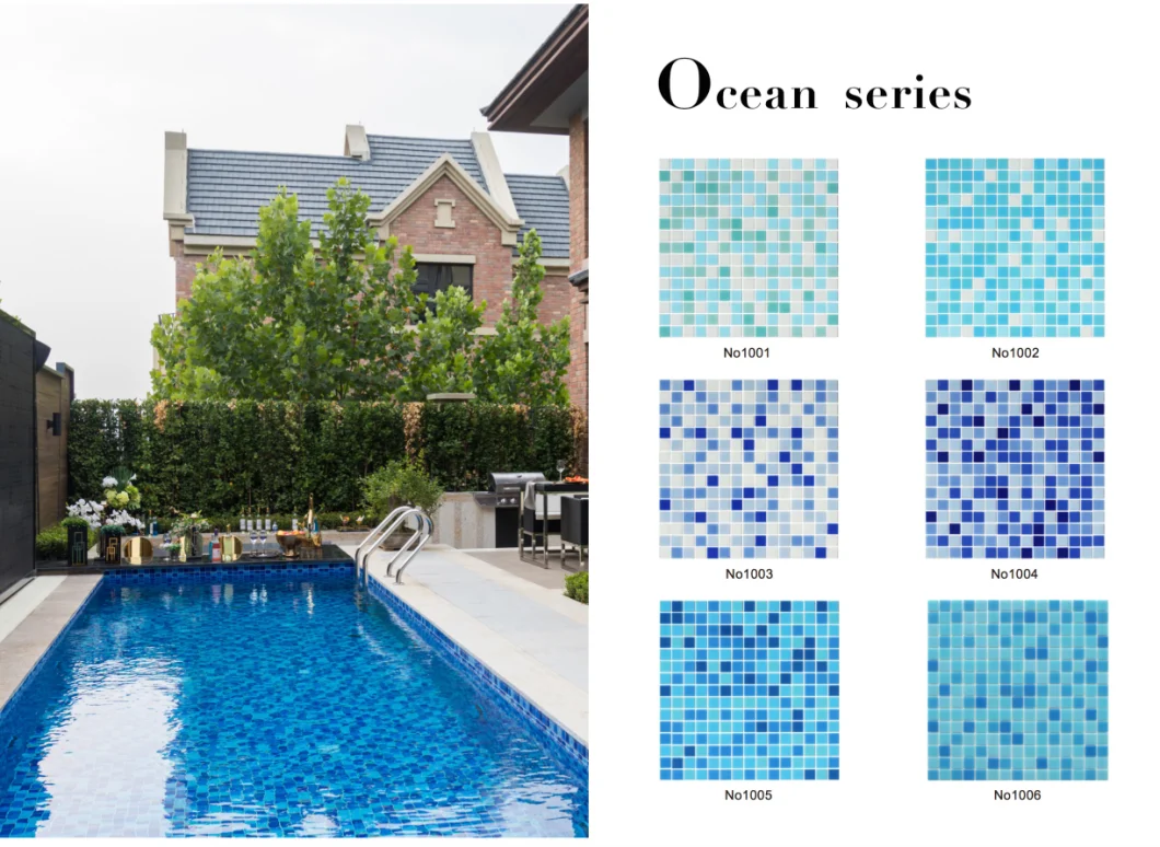 Foshan Factory Wholesale Price Blue Green Color Floor Hot Swimming Pool Melt Glass Mosaic Tile