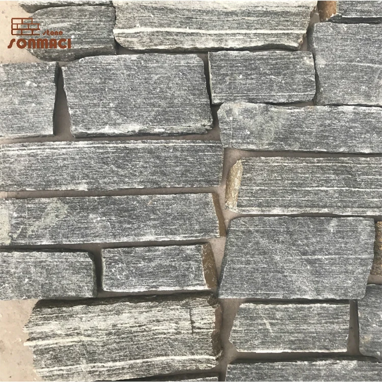 Gray Quartz Stacked Exterior Facade Stone