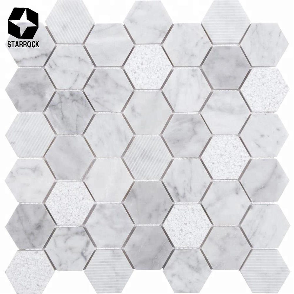 Stone Mosaic Tile Natural Stone Marble Hexagon Design Back Splash Wall Mosaic Tile